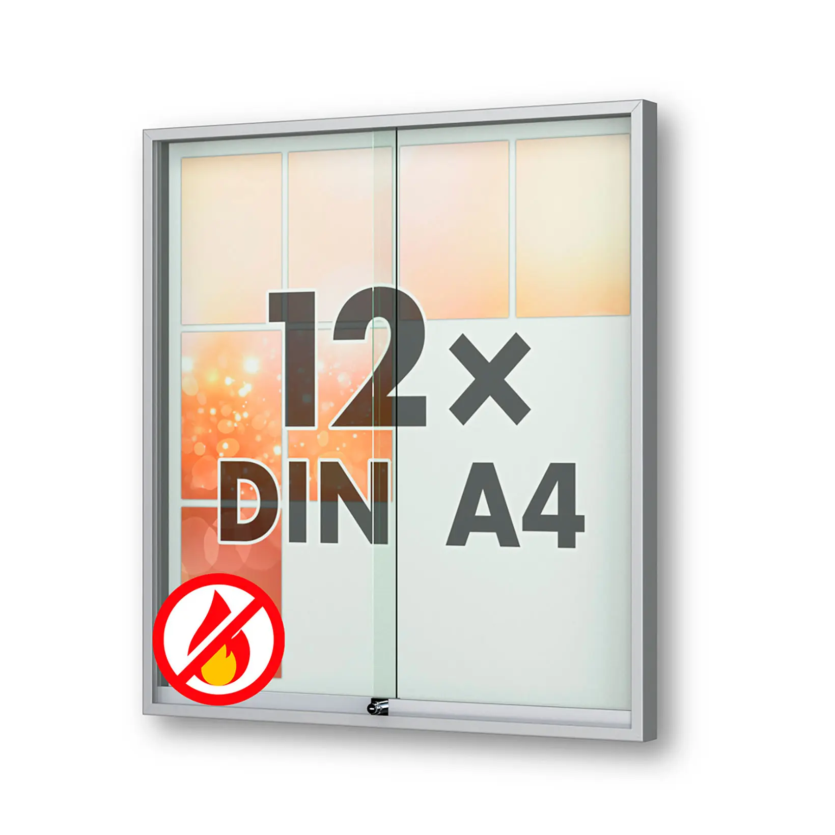 12 x DIN A4 Schaukasten Fortis mit Schiebetüren - 60 mm Bautiefe - Schaukasten Brandschutzklasse A1✓